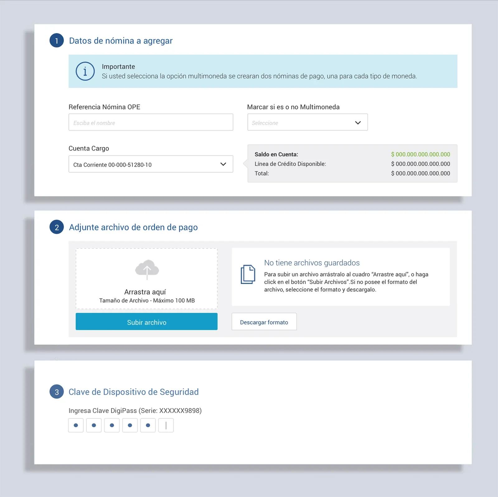 Payroll application interface