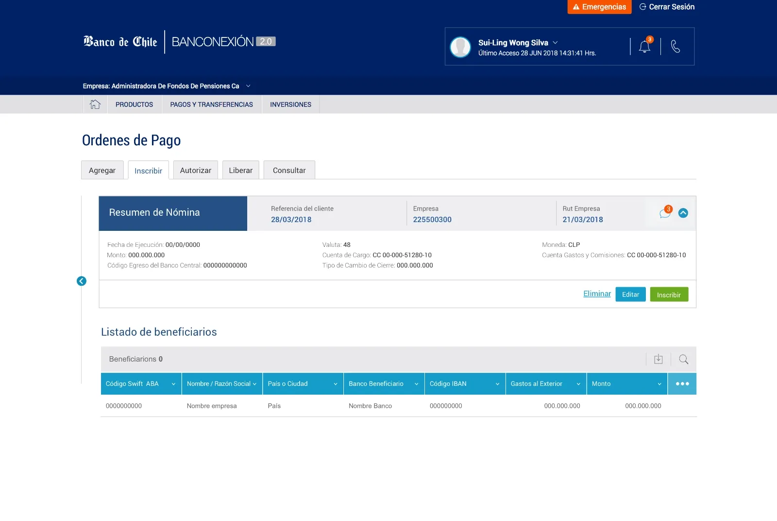 Trade application submission screen