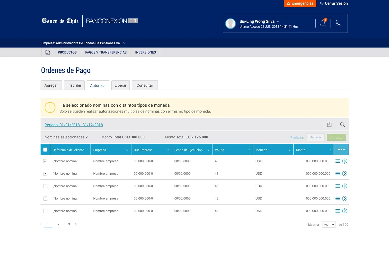 Compliance verification screen