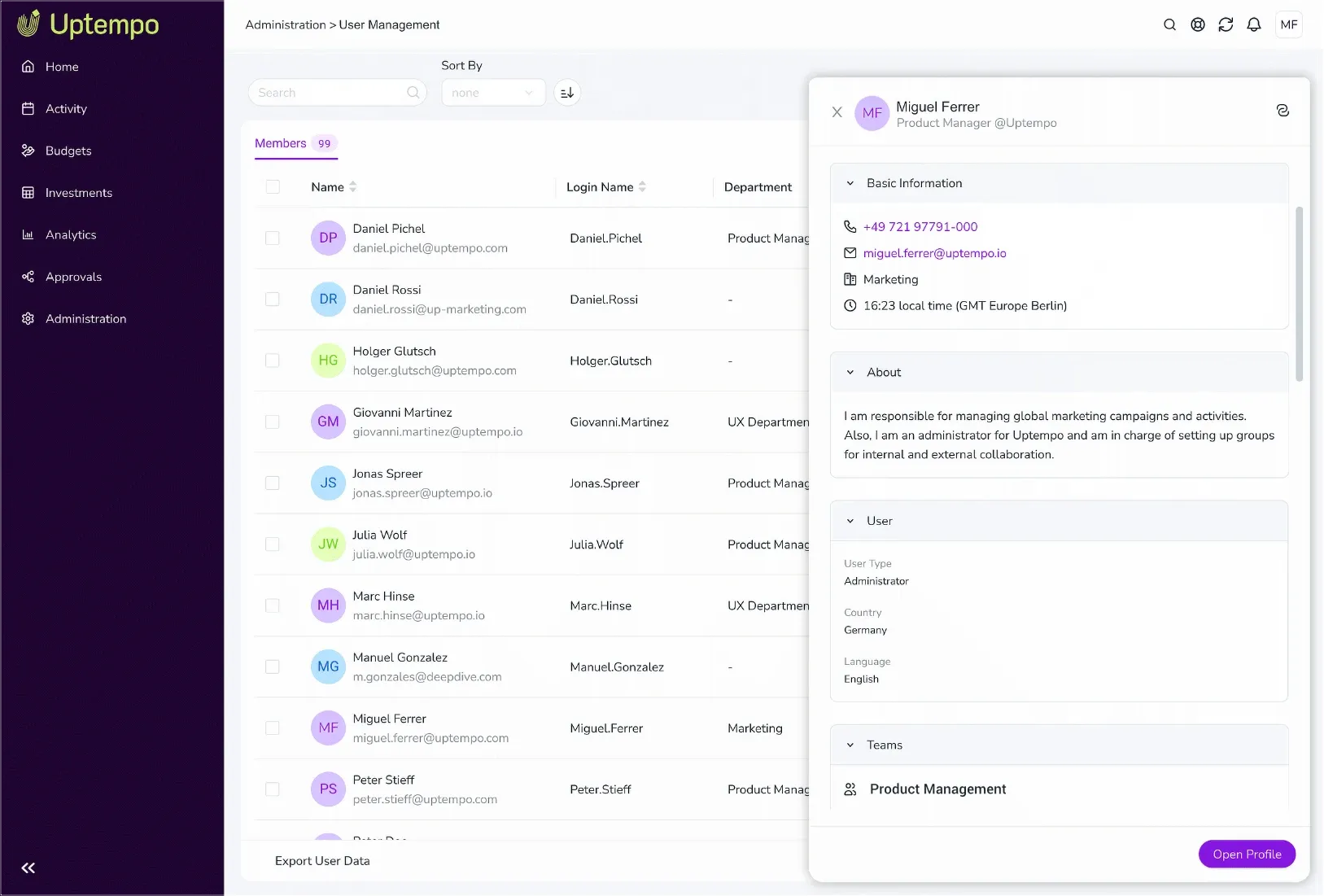 User details consolidated into a single view