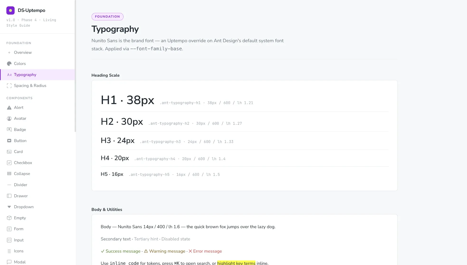 Typography styles carried over from Figma without drift
