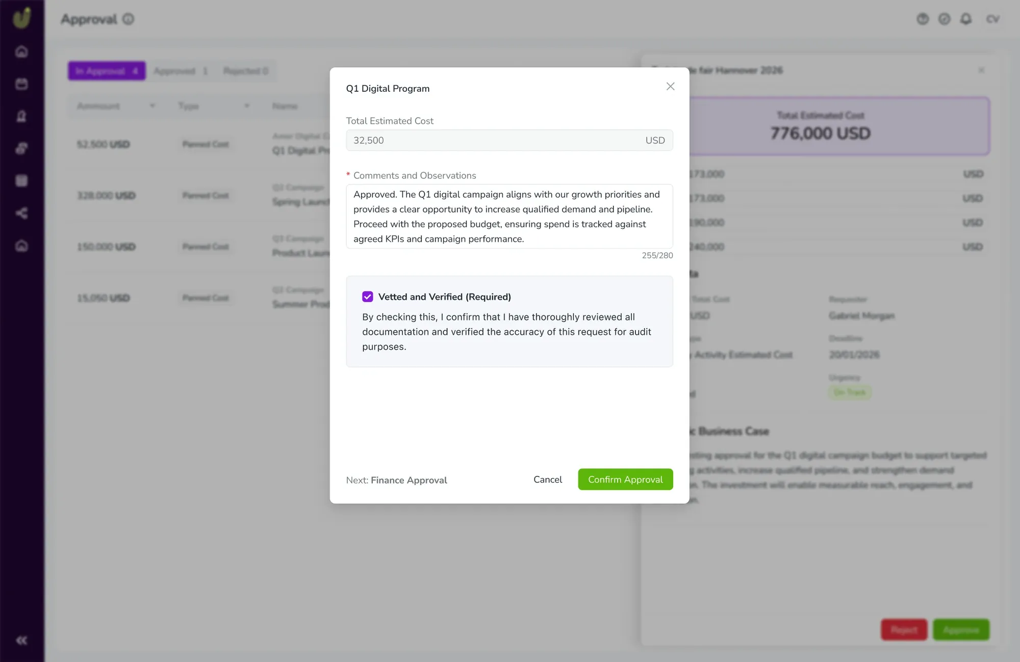 MVP approval process screen